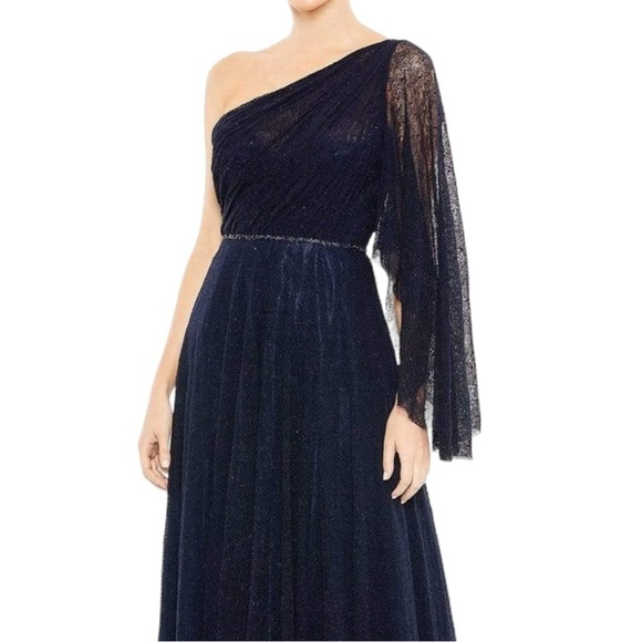 New! Mac Duggal - 11244 Lace Asymmetric A-Line Gown - Picture 3 of 11